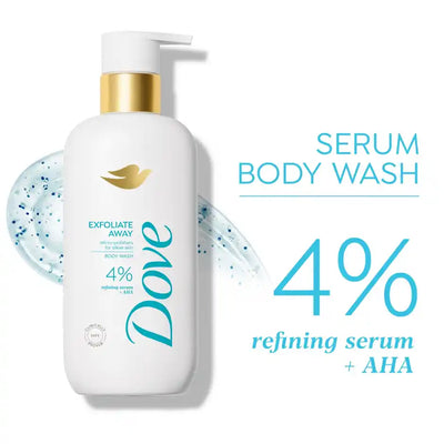 Dove 4% Refining Serum + AHA Exfoliate Away Serum Body Wash 300ml