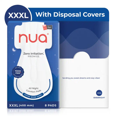 Nua All Night Comfort Sanitary Pads with Disposal Cover |XXXL 8pcs