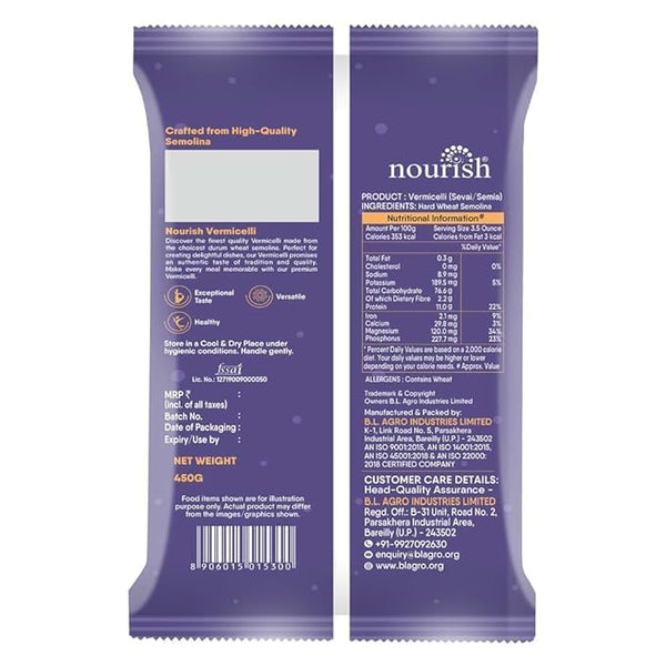 Nourish Vermicelli 450g Pouch | Seviyan/Semiya | Sevai