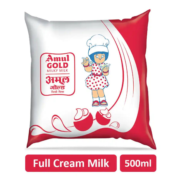 Amul Gold Full Cream Fresh Milk | Pouch 500ml