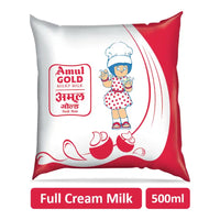 Amul Gold Full Cream Fresh Milk | Pouch (500 ml)