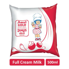 Amul Gold Full Cream Fresh Milk | Pouch (500 ml)