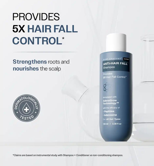 Bare Anatomy Anti Hair Fall Shampoo | 5x Hair Fall Control and Growth with Biotin, Adenosine (100 ml)