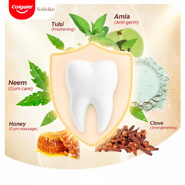 Colgate Vedshakti Anti-Bacterial Toothpaste For Whole Mouth Health With Neem, Clove And Honey 200g