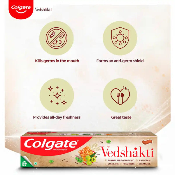 Colgate Vedshakti Anti-Bacterial Toothpaste For Whole Mouth Health With Neem, Clove And Honey 200g