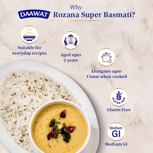 Daawat Rozana Super Basmati Rice | Medium Grain (5 kg)