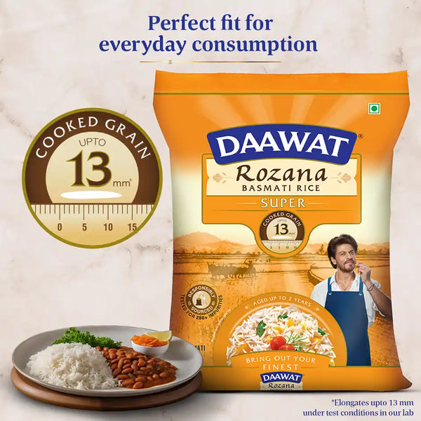 Daawat Rozana Super Basmati Rice | Medium Grain (5 kg)