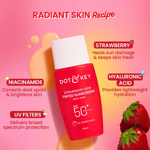 Dot & Key Strawberry Dew Tinted Sunscreen Spf 50+ Pa++++ - 02 Warm Ivory (50 ml)