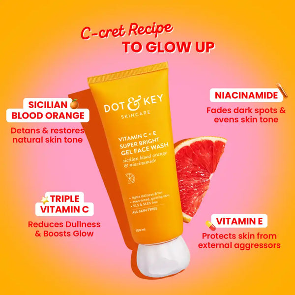 Dot & Key Vitamin C + E Super Bright Gel Face Wash (100 ml)
