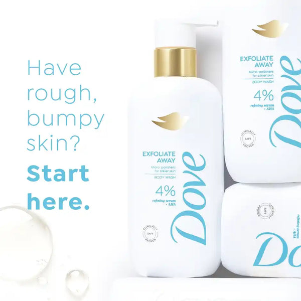 Dove 4% Refining Serum + AHA Exfoliate Away Serum Body Wash 300ml