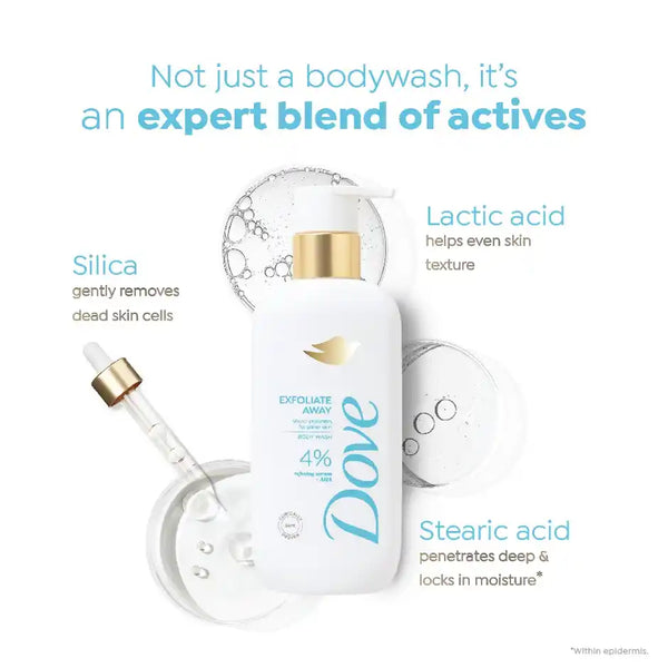 Dove 4% Refining Serum + AHA Exfoliate Away Serum Body Wash 300ml