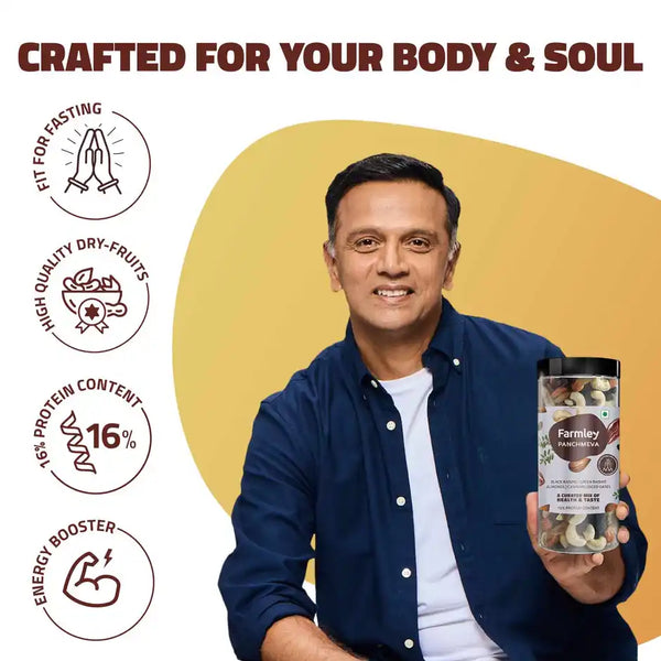 Farmley Mix Dry Fruits Panchmeva | Almonds | Cashews | Dates | Black Raisins | Green Raisins 405g