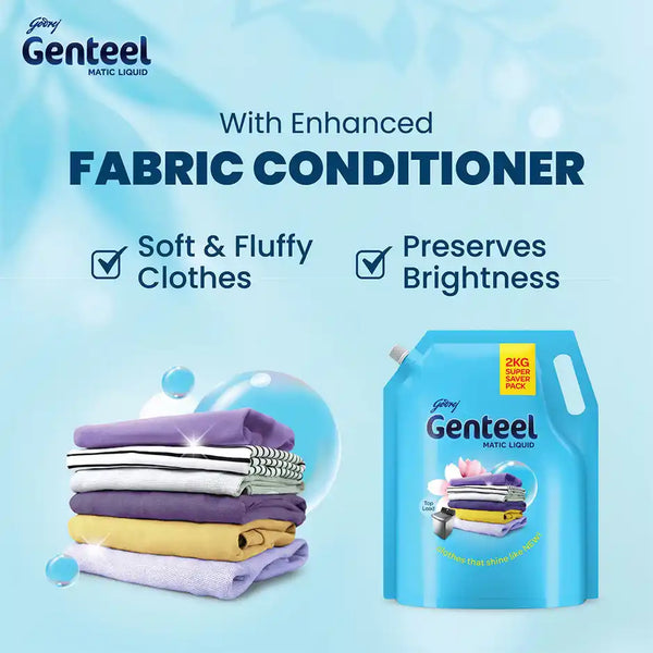 Godrej Genteel Matic Top Load Detergent Liquid Pouch 2kg