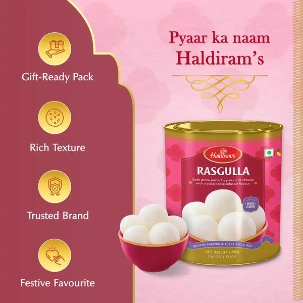 Haldiram's Rasgulla | Soft & Juicy Sweet 1.25kg