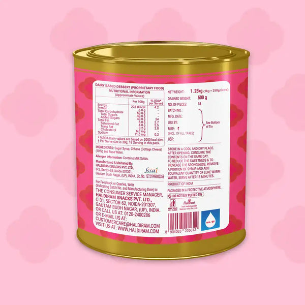 Haldiram's Rasgulla | Soft & Juicy Sweet 1.25kg