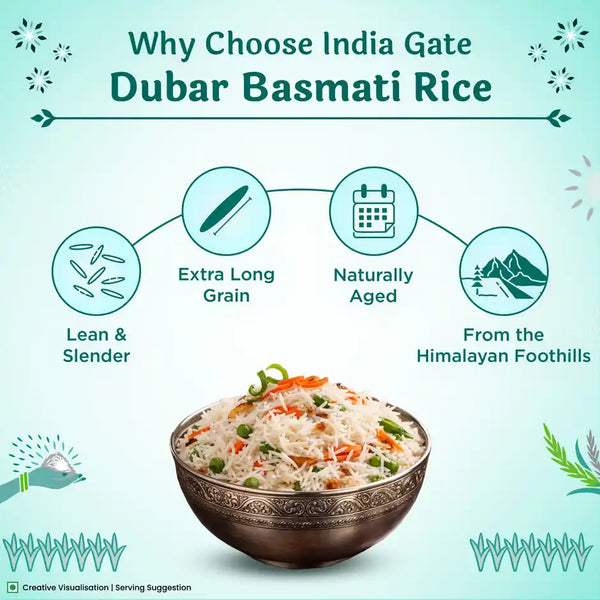 India Gate Dubar Basmati Rice | Long Slender Grains 5kg