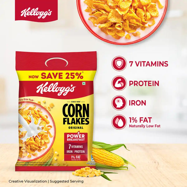 Kellogg's Corn Flakes Original | Power Breakfast | 7 Vitamins (251 g or 275 g)