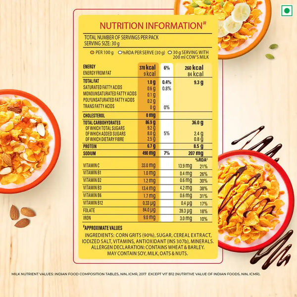 Kellogg's Corn Flakes Original | Power Breakfast | 7 Vitamins (251 g or 275 g)