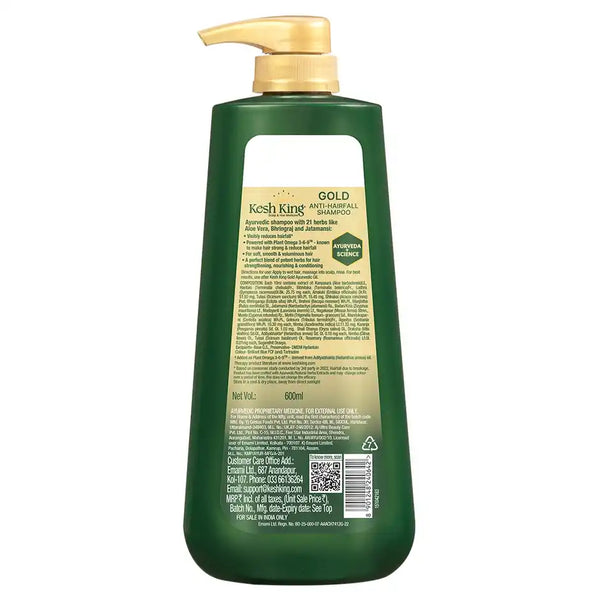 Kesh King Gold Anti Hairfall Shampoo | Reduces Hair Fall, Strengthens & Conditions Hair 600ml
