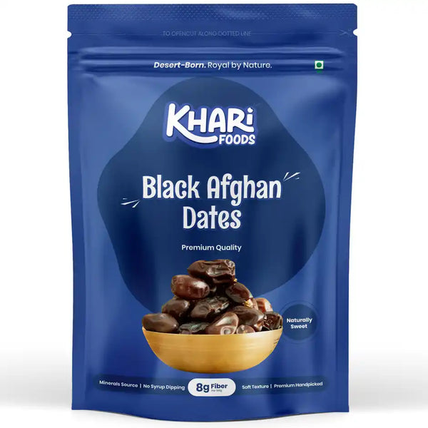Khari Foods Black Afghan Dates | Instant Energy Khajur, Dry Fruit Khajoor 200g
