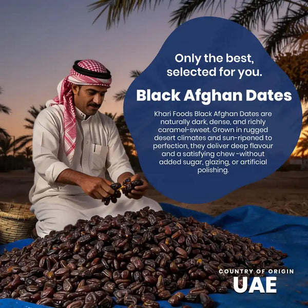 Khari Foods Black Afghan Dates | Instant Energy Khajur, Dry Fruit Khajoor 200g