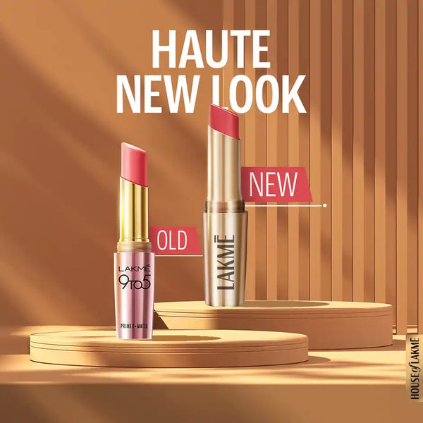 Lakme 9to5 Powerplay Priming Matte Lipstick, Lasts 16hrs, Nude Touch 3.6g