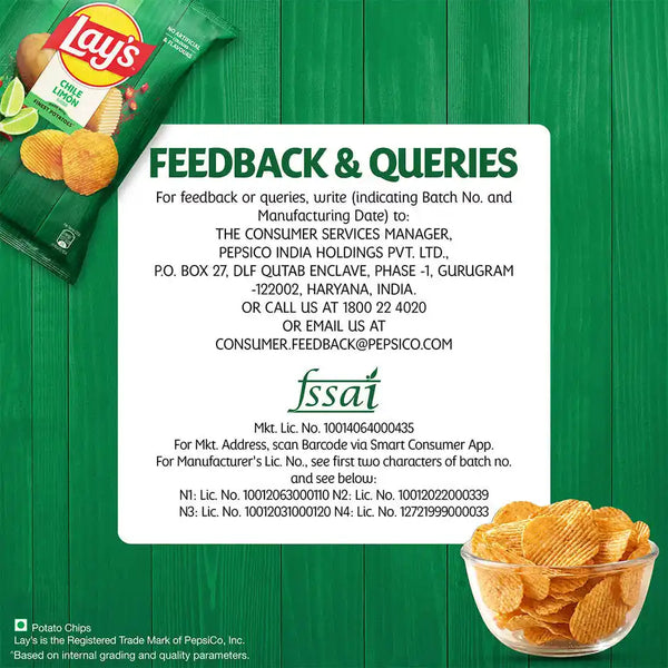 Lay's Chile Lemon Flavour | Crunchy Potato Chips (48 g or 52.9g)