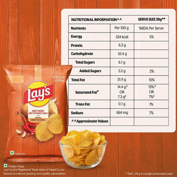 Lay's West Indies Hot 'n' Sweet Chilli | Potato Chips (48 g)