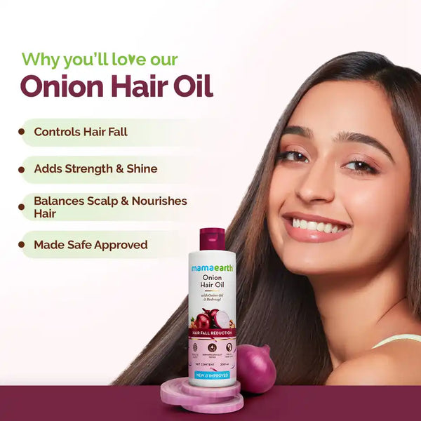 Mamaearth Onion Hair Oil For Hair Fall Control With Onion & Redensyl 200nl