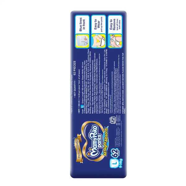Mamypoko All Night Absorb Pant Style Diaper | L | 62 pcs