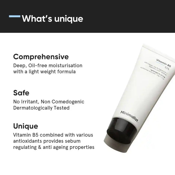 Minimalist Gel-based Moisturizer with 10% Vitamin B5 for Oily & Acne-Prone Skin (50 g)