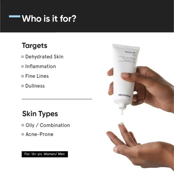 Minimalist Gel-based Moisturizer with 10% Vitamin B5 for Oily & Acne-Prone Skin (50 g)
