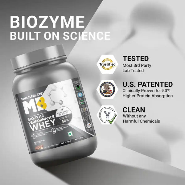 MuscleBlaze Biozyme Performance Whey Protein Powder (Chocolate Hazelnut) (1 kg)