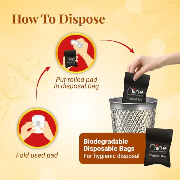 Niine Sanitary Napkins Ultra-Thin XL Dry Comfort | 282 mm | with Biodegradable Bags | 15 Pads