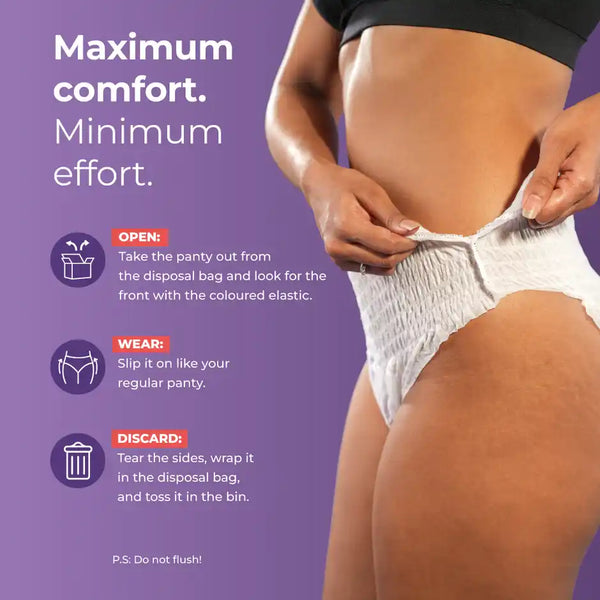 Nua Comfort Disposable Period Panties XL-XXL | Ultra-Absorbent | Pack of 5 Panties