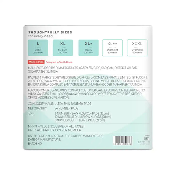 Nua Multisize Pads With Disposal Cover | Assorted pack | 24 pcs