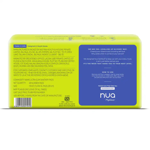 Nua MyWave Sanitary Pads | XL - 280mm 28 pcs
