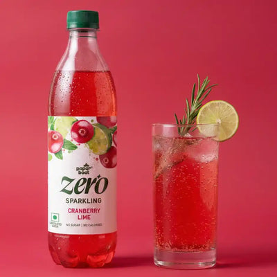 Paper Boat Zero Sugar Cranberry Lime Sparkling Water | Sugar Free Cold Drink (600 ml)