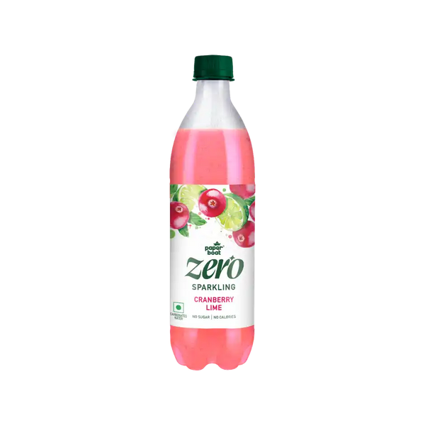 Paper Boat Zero Sugar Cranberry Lime Sparkling Water | Sugar Free Cold Drink (600 ml)