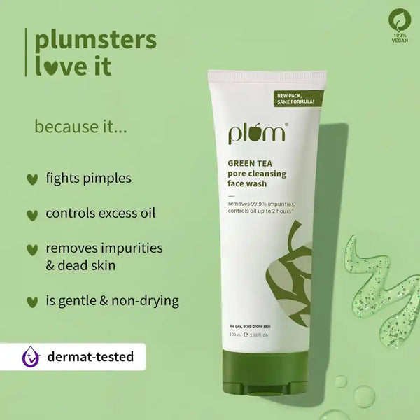Plum Green Tea Pore Cleansing Face Wash Acne Face Wash Oily Skin 100ml