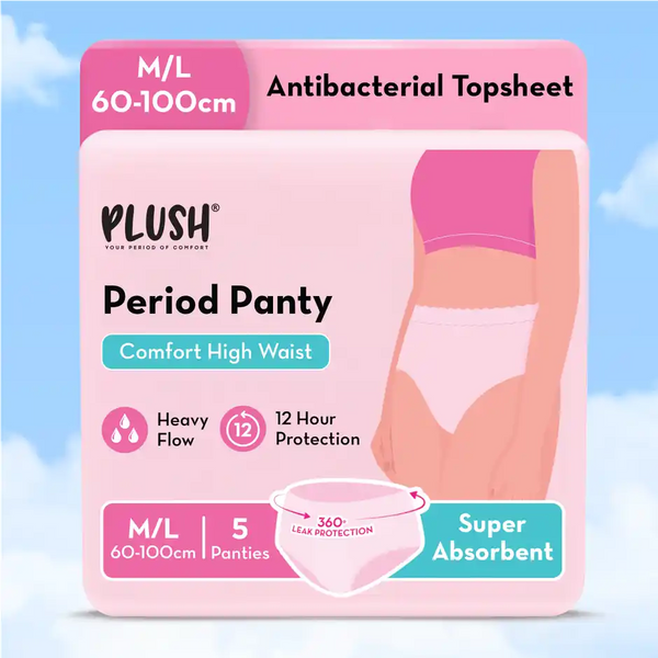 Plush Comfort High Waist M-L Period Panty Pack of 5 | Disposable