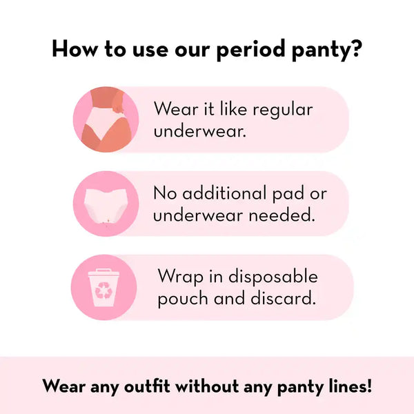 Plush Comfort High Waist M-L Period Panty Pack of 5 | Disposable