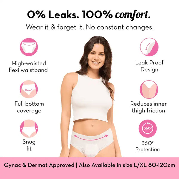 Plush Comfort High Waist M-L Period Panty Pack of 5 | Disposable