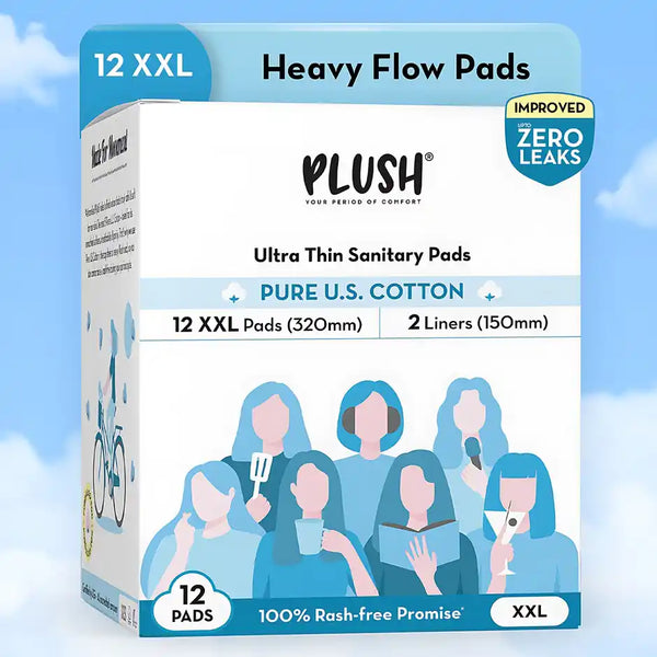 Plush Ultra Thin 12 XXL Sanitary Pads | Heavy Flow
