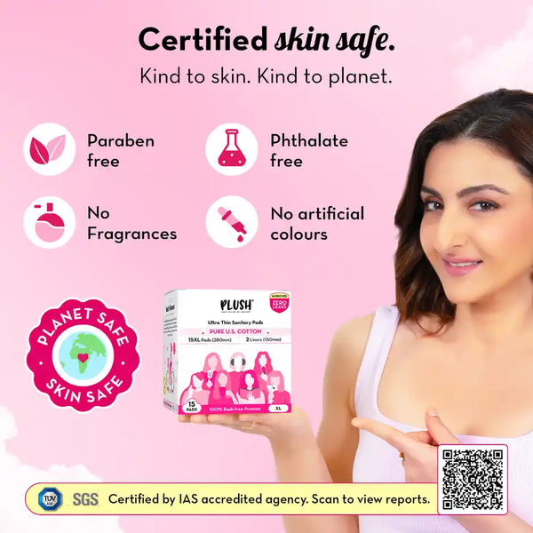 Plush Ultra Thin 15 XL Sanitary Pads | Medium Flow 15 PCS