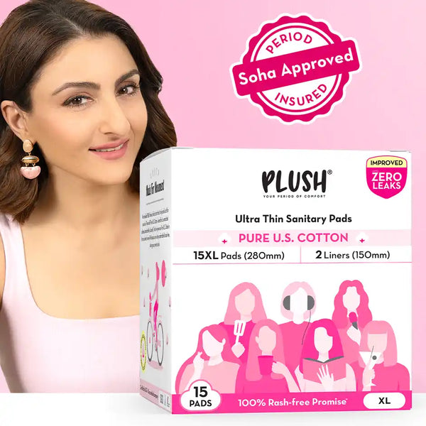 Plush Ultra Thin 15 XL Sanitary Pads | Medium Flow 15 PCS