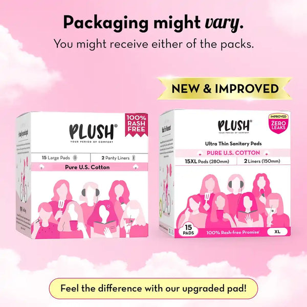 Plush Ultra Thin 15 XL Sanitary Pads | Medium Flow 15 PCS
