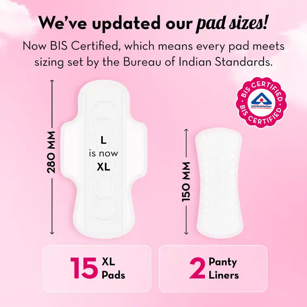 Plush Ultra Thin 15 XL Sanitary Pads | Medium Flow 15 PCS