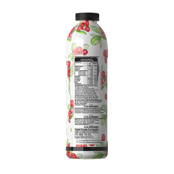 RAW Pressery Refreshers Cranberry Juice Fruit Juice  (750 ml)