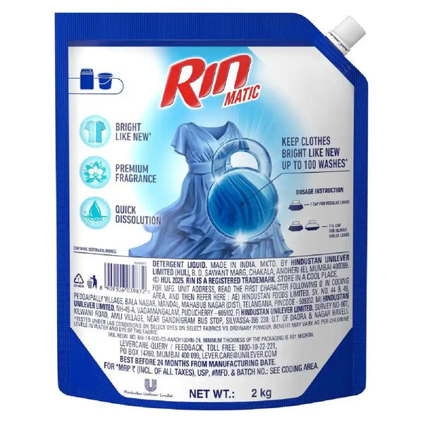Rin Matic Top Load Detergent Liquid | Pouch 2kg